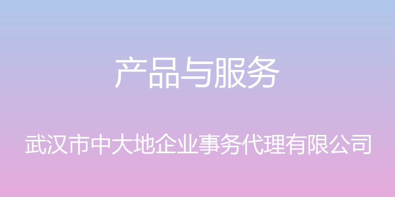 产品与服务 - 武汉市中大地企业事务代理有限公司