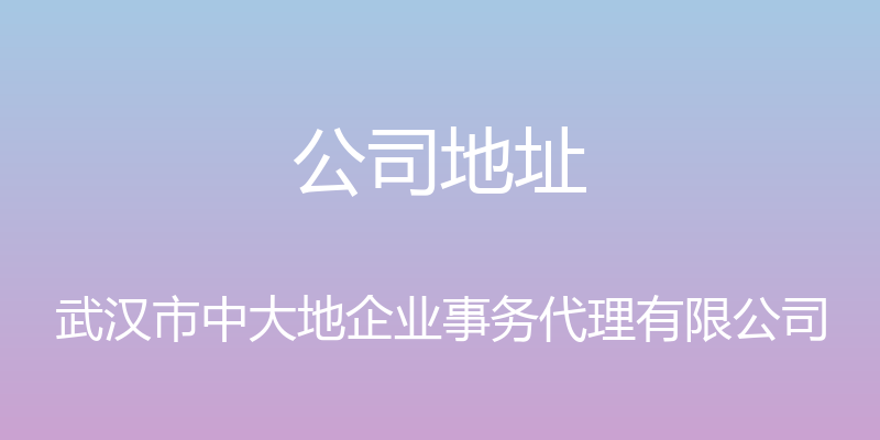 公司地址 - 武汉市中大地企业事务代理有限公司