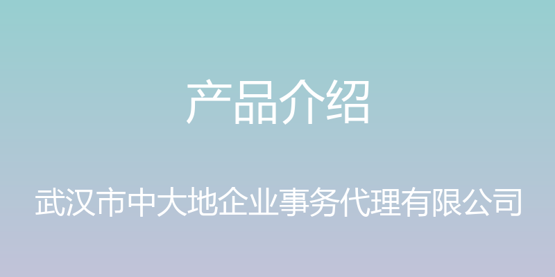 产品介绍 - 武汉市中大地企业事务代理有限公司