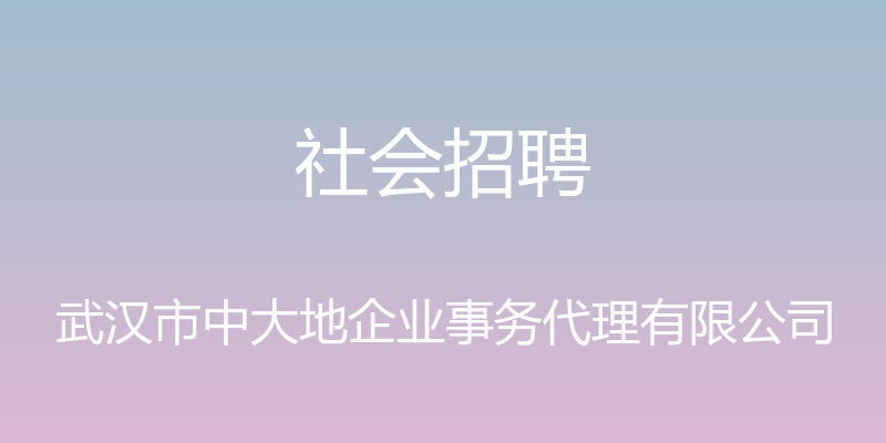 社会招聘 - 武汉市中大地企业事务代理有限公司