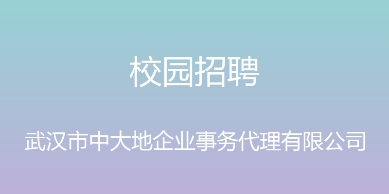 校园招聘 - 武汉市中大地企业事务代理有限公司