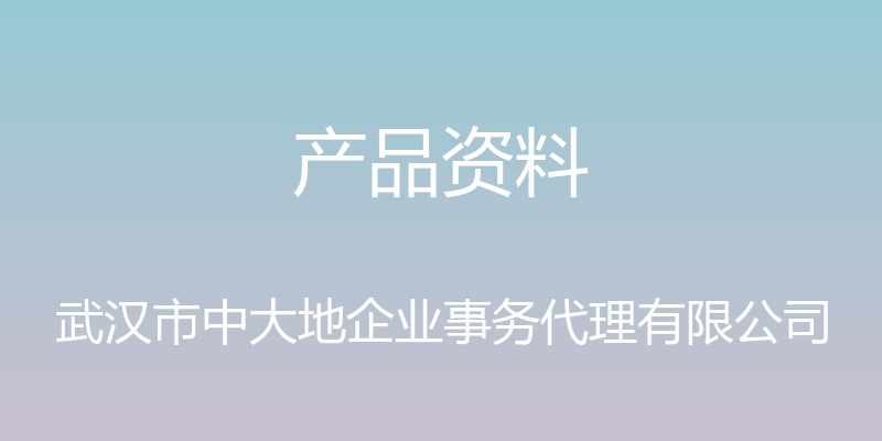 产品资料 - 武汉市中大地企业事务代理有限公司