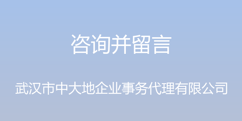 咨询并留言 - 武汉市中大地企业事务代理有限公司