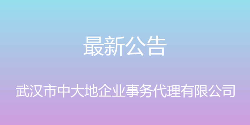 最新公告 - 武汉市中大地企业事务代理有限公司